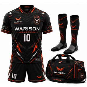 100% Polyester Unisex Adult's Football Uniform Set Customized Size Breathable Football Training Uniform Kit With Custom Name - Product Image 1