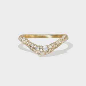 Bagues superposables ondulées demi-éternité en diamant de laboratoire pavé 0,88 ct certifié, bijoux de luxe élégants et modernes pour le quotidien, 14K - Product Image 1