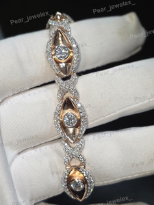 Rhodium Plated Moissanite Bracelet Women's Luxury Bezel <b>Set</b> Round Cut Wedding Jewelry - Product Image 2