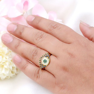 Wholesale 14K Gold Plated Inlaid Zircon Devil's <b>Eye</b> Fine <b>Ring</b> Jewelry Enamel Drop Oil <b>Evil</b> Angel <b>Eye</b> Finger <b>Rings</b> - Product Image 6