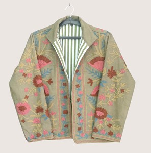 Chaqueta Bohemia Suzani Ecológica Bordada de Lana y Mezcla, Cuello Redondo, Manga Larga, Talla Grande, Ropa de Abrigo Casual de Invierno para Mujer - Product Image 3