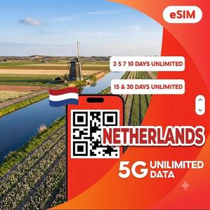 Tarjeta SIM de viaje para Europa con plan ilimitado, 39 países, datos 4G/5G ilimitados, activación instantánea con código QR, sin costos de roaming. - Product Image 1