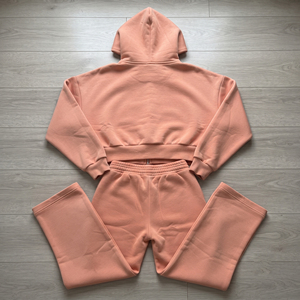 Women Customized Embroiled Print Front Zipper Track Suit 400 GSM High Quality Eco-Friendly Cropped Sweatshirts <b>Pants</b> Set Ladies - Product Image 2