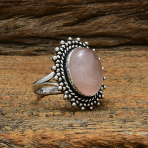 Bague en argent sterling 925 avec quartz rose, sertissage clos, pierre précieuse naturelle, forme ovale, cadeau d'anniversaire de mariage pour elle - Product Image 2