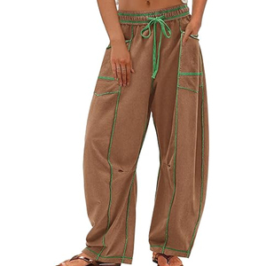 <b>Women</b> Oversized Cargo Sweatpants Wide Leg Joggers High Waist Drawstring Casual Streetwear <b>Lounge</b> Pants Flat 100% Cotton - Product Image 6