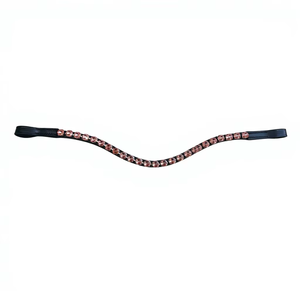 Diadema de cuero genuino personalizable de alta calidad con cristales para caballo, accesorios de cuero para brida de caballo. - Product Image 1