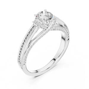 แหวนเพชรทรงกลมทองคำขาว 14K สำหรับผู้หญิง |   ชุดสำหรับงานปาร์ตี้ |   เพชรที่เพิ่งเพาะเลี้ยง - Product Image 6