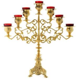Candelabro Menorah de Latón Hecho a Mano con 7 Brazos para Decoración del Hogar, Bodas y Navidad - Product Image 2