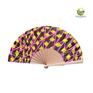 Abanico de Mano Personalizado Ecológico Hecho a Mano para Bodas, Abanico Plegable de Tela con Impresión Personalizada y Varillas de Bambú Natural para Eventos - Product Image 4