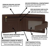 Dompet Kulit Asli Pria Wriza Premium, Elegan, Tahan Lama, Model Lipat Dua, dengan Penutup Aman, Buatan Tangan di India untuk Pria