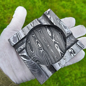 Handcrafted Damascus Steel <b>Ashtray</b> Unique Texture Metal <b>Ashtray</b> for Smokers Tabletop Decor Gift Use - Product Image 1