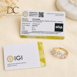 Anillo de Oro Amarillo Sólido de 14 Quilates con Diamantes Cultivados en Laboratorio con Corte Baguette para Mujer, Joyería Elegante Hecha a Mano para Ocasiones Especiales - Product Image 6