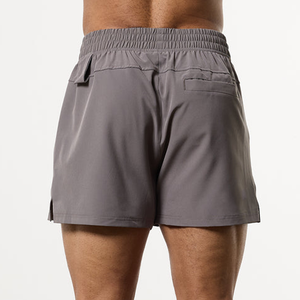 Shorts à cordon de serrage pour hommes, couleur unie, séchage rapide, avec poches, vêtements de sport décontractés, gris - Product Image 2