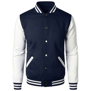Chaqueta universitaria azul marino y blanca para hombre, chaquetas de lana, chaqueta universitaria unisex - Product Image 1
