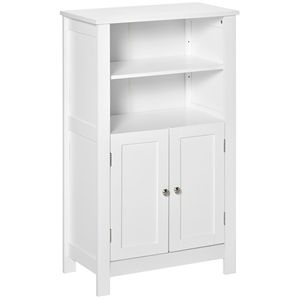 Mobiletto da Bagno Bianco a Doppia Anta, Essenziale Arredo per Ingresso e Bagno - Product Image 1