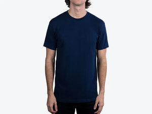 Camiseta For Level Apparel Style, 100% Algodón Peinado Anillado, Manga Corta, Cuello Redondo, Estampado Frontal, Transpirable, para Hombre, Color Azul Marino - Product Image 1