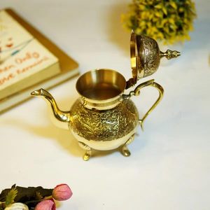 Oriental <b>brass</b> teapot Decorative floral teapot <b>Antique</b> <b>brass</b> kettle <b>Brass</b> teapot with lid Floral design water pot - Product Image 6