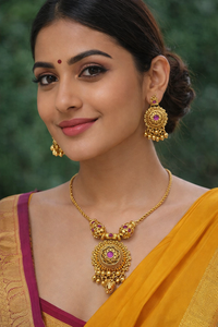 Ensemble de bijoux de mariée tendance en gros : collier et boucles d'oreilles avec pierres en zircon cubique |   Laiton plaqué or antique pour mariage, fiançailles, fête, cadeau - Product Image 2