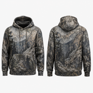 Sudadera con Capucha de Manga Larga para Hombre, Estampado de Montaña y Bosque, Ropa de Caza de Poliéster, Transpirable, Ropa de Invierno para Exteriores, para Adultos - Product Image 1