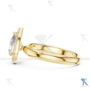 แหวนเพชรทรงลูกแพร์แบบ Halo ประดับเพชร CVD ที่เพาะเลี้ยงในห้องปฏิบัติการ KRUP JEWELS KJ 84 ตัวเรือนทองคำแท้ 14K พร้อมใบรับรอง IGI - Product Image 3