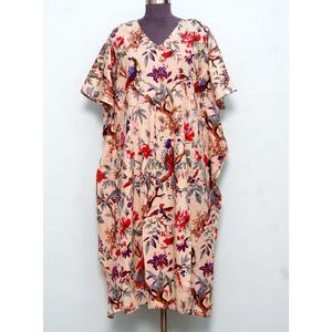 Vestido Maxi Floral para Mujer, Elegante y Casual, Cuello en V, Estilo Kaftan, Holgado, Largo, de Algodón, para Primavera/Verano, Gran Venta - Product Image 1