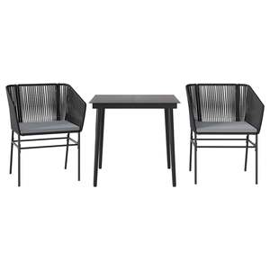 Garden Dining Set <b>Black</b> Poly Rattan 31.5x31.5x29.1 Inch Metal <b>Frame</b> Weather Resistant Outdoor Furniture Contemporary Style - Product Image 2