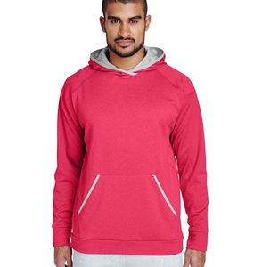 <b>Men's</b> <b>Red</b> Hooded <b>Sweatshirt</b> Solid Color Casual Fleece Pullover Regular Fit Autumn Wear with Kangaroo Pocket 100% Polyester - Product Image 1