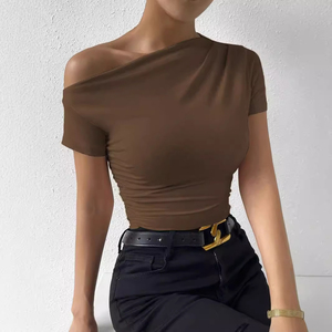 Pull tricoté uni pour femme en coton élasthanne, décontracté, respirant, écologique, séchage rapide, anti-plis, imprimé numérique, 100g, col rond - Product Image 5