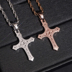 Moissanite <b>Cross</b> Pendant <b>Necklace</b> Iced Out Religious Jewelry Sparkling Hip Hop Statement Charm Luxury Gift for <b>Men</b> Women - Product Image 4