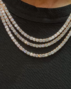 Solid <b>Gold</b> Lab Diamond <b>Tennis</b> <b>Necklace</b> Round Brilliant Cut Lab Grown IGI Certified Hip Hop Style Daily Wear Charm Jewelry - Product Image 6