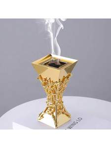 เตาเผากำยานเหล็กสีทองสไตล์อาหรับสมัยใหม่ขนาดเล็กสำหรับใช้ในบ้าน พร้อมกลิ่นอำพันและลาเวนเดอร์ - Product Image 2