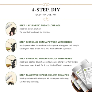 Kit de coloration capillaire noir naturel, mélange ayurvédique bio, solution de soin doux, contrôle l'évolution des cheveux gris, nourrit le cuir chevelu et favorise son bien-être - Product Image 5