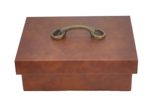 Caja de Cuero Genuino de Primera Calidad, Caja de Regalo Hecha a Mano, Tamaño Personalizado, Caja Decorativa con Asa de Latón Antiguo, Compatible con OEM - Product Image 3