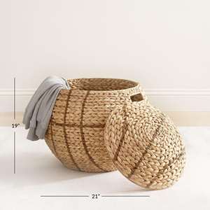 Panier de rangement artisanal en jacinthe d'eau pour le basketball, vente en gros, écologique, fabriqué par VgreenArt au Vietnam - Product Image 3