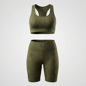 Seamless Yoga Set Two Piece <b>Women</b> Workout Wear Sports Bra High Waist <b>Short</b> Fitness <b>Leggings</b> Customized Color Gym Outfit - Product Image 1