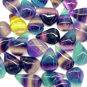 Vente en gros de cabochons en forme de goutte d'eau en fluorite arc-en-ciel naturelle de haute qualité, pierres précieuses en fluorite multicolores pour bijoux - Product Image 4