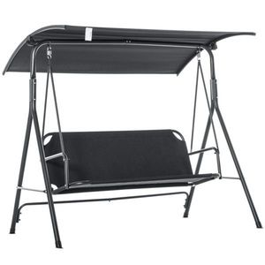 Dondolo Moderno a 3 Posti per Veranda, Sedia Sospesa da Giardino Nera con Cuscino Impermeabile e Telaio in Acciaio per Uso Interno ed Esterno, Hotel e Parchi - Product Image 1