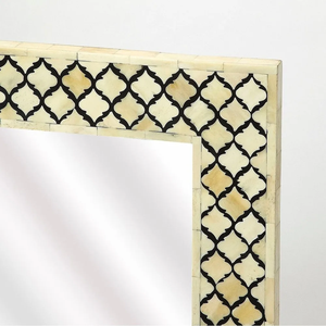 Diseño moderno Incrustaciones de hueso Patrón cuadrado Marco de espejo de pared Incrustaciones de resina Espejos de Mesa para el hogar Producto hecho a mano - Product Image 6
