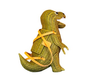 Bolso Infantil de Mimbre con Forma de Dinosaurio Hecho a Mano, Bolso Bandolera Ecológico para Accesorios Infantiles - Product Image 1