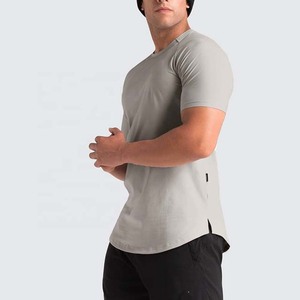 เสื้อยืดคอกลมแขนสั้นทรงเข้ารูปสำหรับผู้ชาย สีพื้น ผ้าถัก สวมใส่สบาย สีเทาอ่อน เสื้อยืดใส่หน้าร้อน - Product Image 6