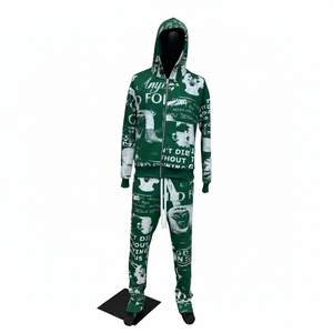 Ensemble de survêtement personnalisé imprimé sur toute la surface, streetwear, 400 g/m², ensemble 2 pièces, survêtements en coton pour hommes, 100% coton molletonné - Product Image 3