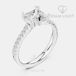 แหวนแต่งงานทองคำขาว 14K ประดับเพชรทรงปรินเซสคัท 2.00 กะรัต ได้รับการรับรองจาก IGI ของขวัญวันครบรอบแต่งงานและหมั้นหมาย เพชรเพาะเลี้ยงในห้องปฏิบัติการ - Product Image 2