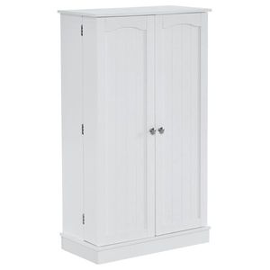 Credenza Bianca Semplice 103,5*60*30cm con Ripiani Regolabili in Triamina e Armadietto con Porta - Product Image 3
