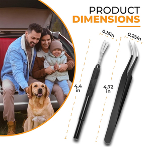 Herramientas Premium para la Eliminación de Garrapatas y Pulgas para Mascotas, Perros, Gatos y Humanos, Color Negro, Pinzas de Punta Fina - Product Image 3