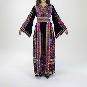 Robe Thobe Arabe Élégante en Lin pour Femme, Légère, Respirante, Modeste, Longueur Cheville, Imprimé Floral, Manches Longues, Coupe Ample - Product Image 2