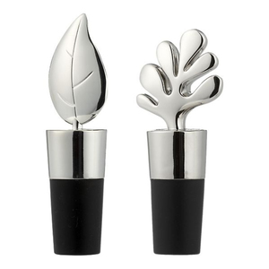 Custom Silver Metal Decorative Wine <b>Bottle</b> <b>Stopper</b> & Aerator Pourer Leak-Proof Airtight Vacuum Seal For Hotels Bars And Gifts - Product Image 1