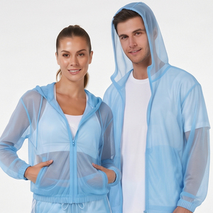 Survêtement transparent unisexe léger 100 % polyester, ensemble d'été en maille transparente avec sweat à capuche et pantalon de survêtement, séchage rapide, tenue transparente - Product Image 4