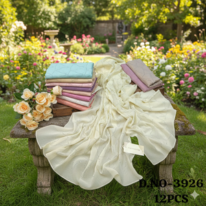 Exquisito Hiyab de Lino y Poliéster con Adornos de Plumas, Tela Suave y Transpirable, Diseño Floral, Elegante para Uso Diario de Mujeres - Product Image 3