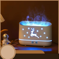 Humidificateur ultrasonique 3D Flamme Élan en plastique - Diffuseur d'aromathérapie et brumisateur - Contrôlé par application - Alimenté par USB - Brûleur d'huiles essentielles pour voiture