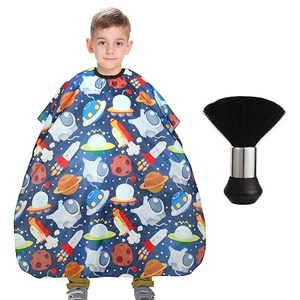 Capa de Peluquería para Niños, Resistente al Agua, Ecológica, con Diseño Espacial, Antiadherente, con Cintura Ajustable, para Uso Profesional - Product Image 1